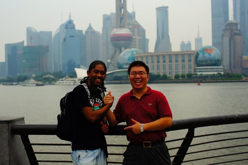 Xavier and Alex at the Bund in Shanghai