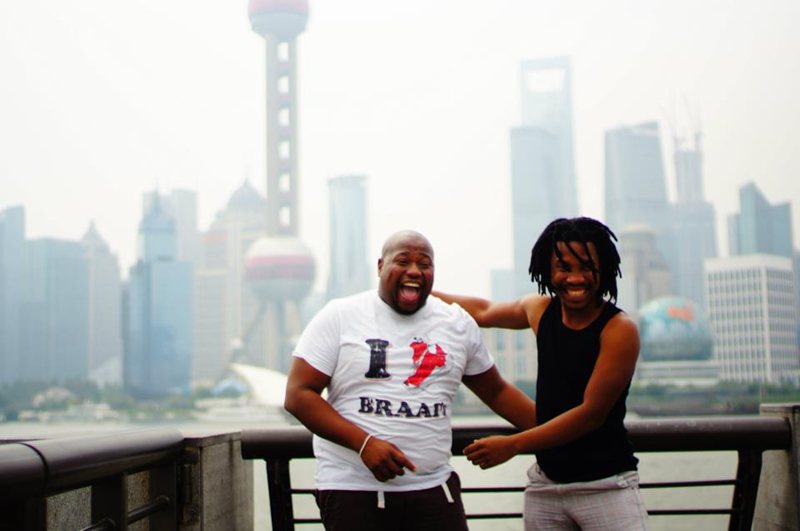 Anathi and Selo at the Bund in Shanghai