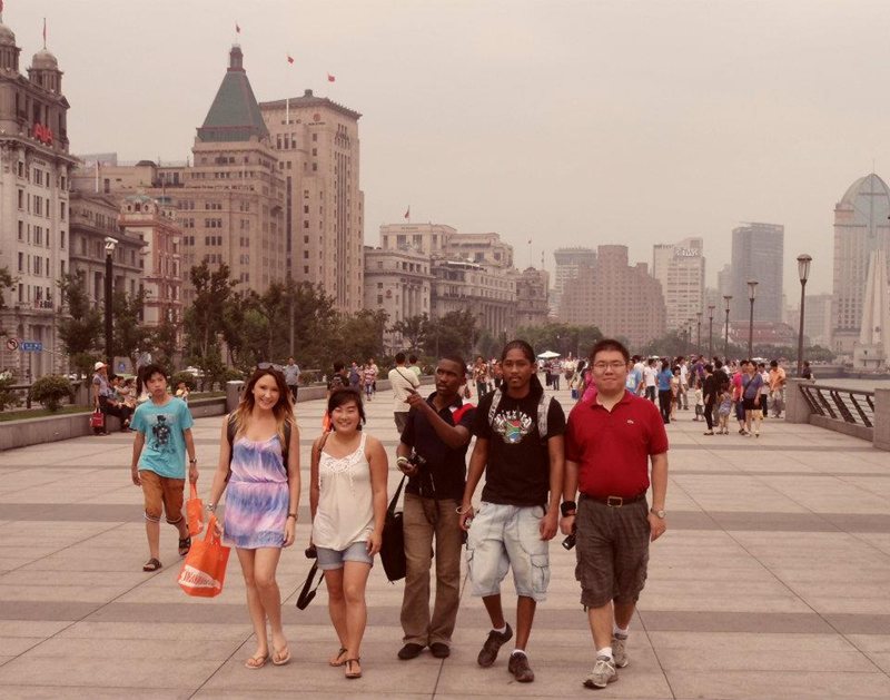 Strolling down the Bund in Shanghai