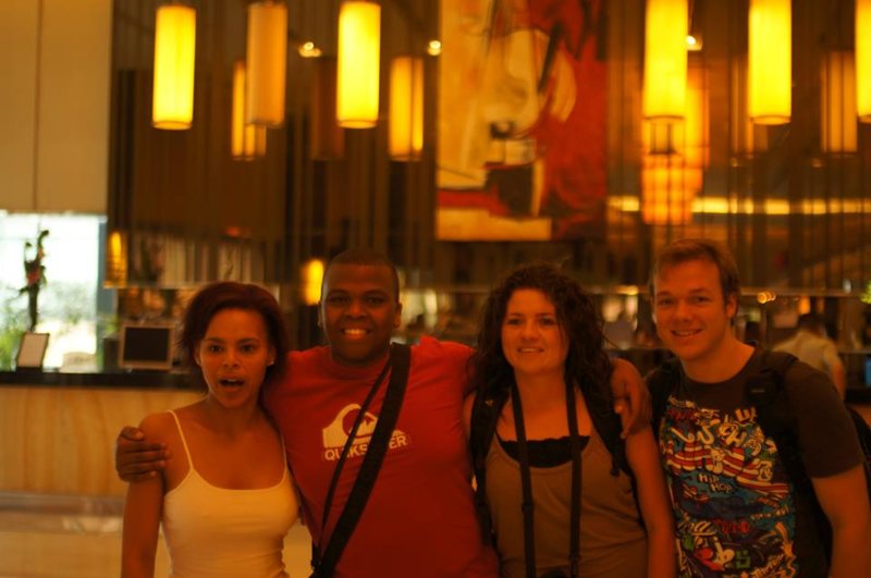 Gretchen, Siphumle, Theresa and Aston at the hotel in Shanghai